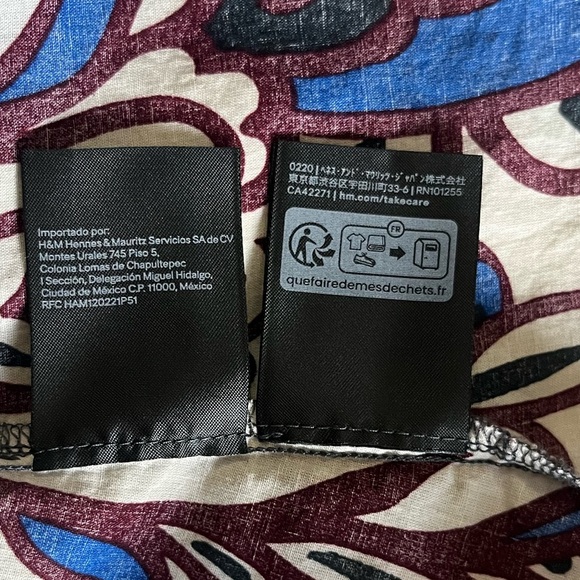 H&M Navy and White Floral Puff Sleeves with Draw String Cinched Waist Maxi Dress - Picture 11 of 11